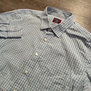 UNTUCKit Shirt Mens Large Blue Check Slim Fit Button Up Long Sleeve Casual Adult